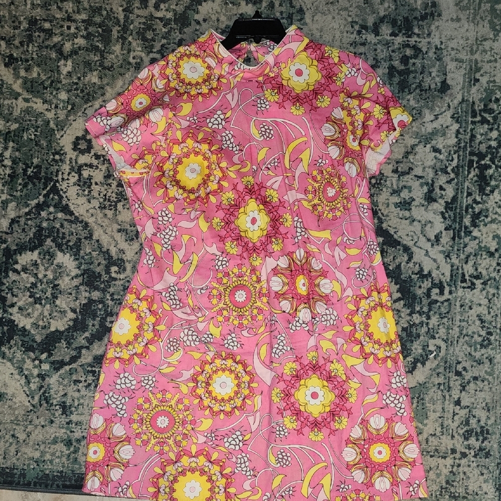Vintage Floral Pink Dress